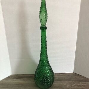 Vtg Empoli Italy Hobnail Genie Bottle with Stopper